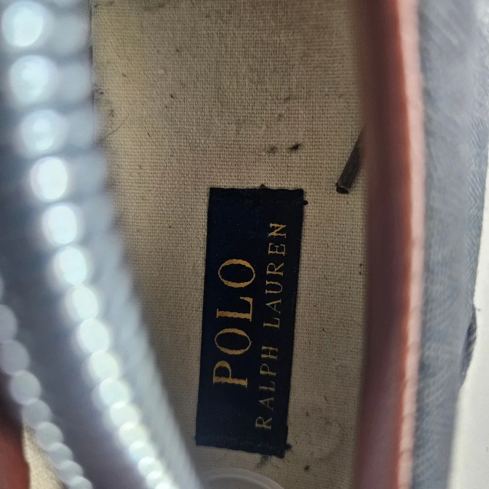 Polo Ralph Lauren Vaughn Mens 10.5D Denim Herringbone Chambray Suede Sneakers